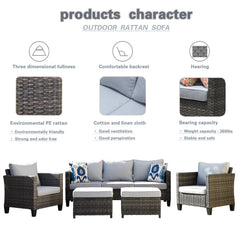Dron Wicker/Rattan 5 - Person Seating Group with Cushions
