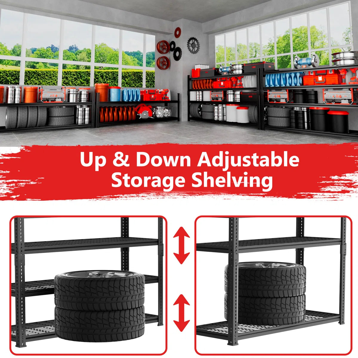 Adjustable Heavy Duty Metal Shelving Unit For Garage,Pantry,Storage,Toolsheds, Warehouses
