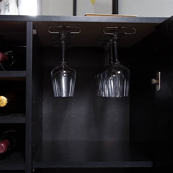South Shore Bar Cabinet with Bottle and Glass Storage, Black Oak Black Oak Bar Cabinet