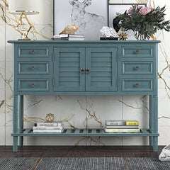 45" Narrow Console Table with 6 Drawers,1 Cabinet & 1 Shelf Accent Entry Table Sofa Table w/Storage for Entryway,Hallway,Living Room,Dining Room,Bedroom,Behind Couch,Foyer Buffet Table Sideboard Red
