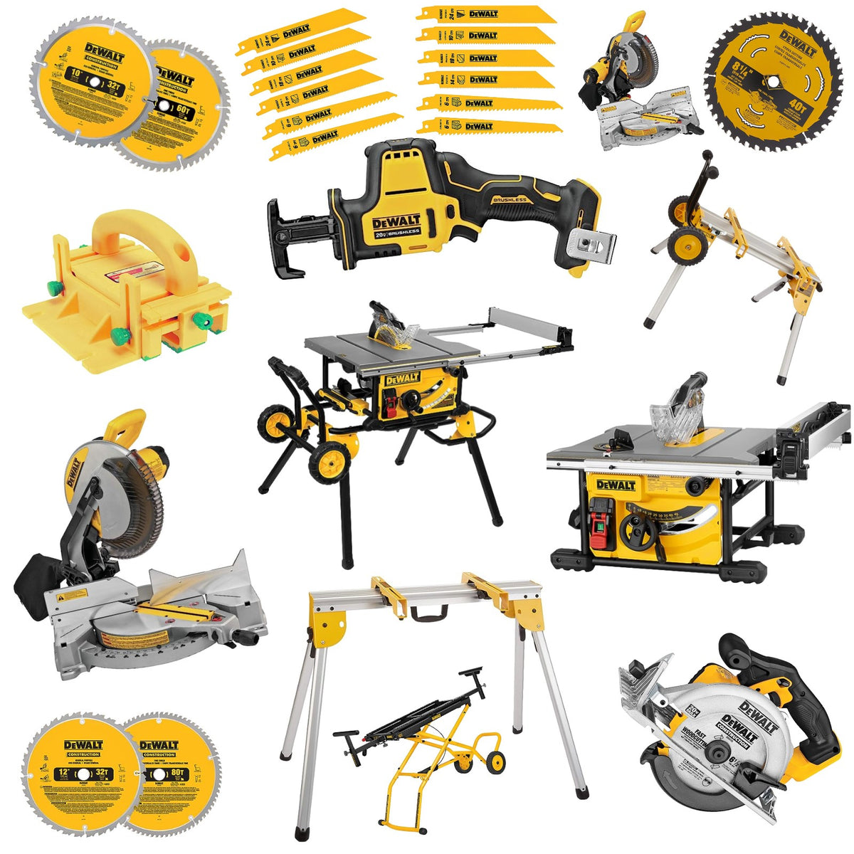💥Clearance Sale🔥 DEWALT Table Saw,Reciprocating Saw,Miter Saw COMBO KIT. (15-TOOL)