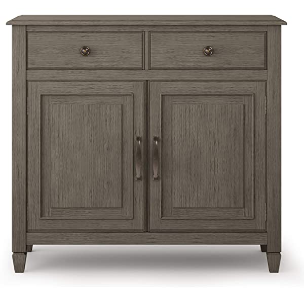 SIMPLIHOME Connaught SOLID WOOD 40 inch Wide Transitional Entryway Storage Cabinet in Dark Chestnut Brown, with 2 Drawers, 2 Doors, Adjustable Shelves