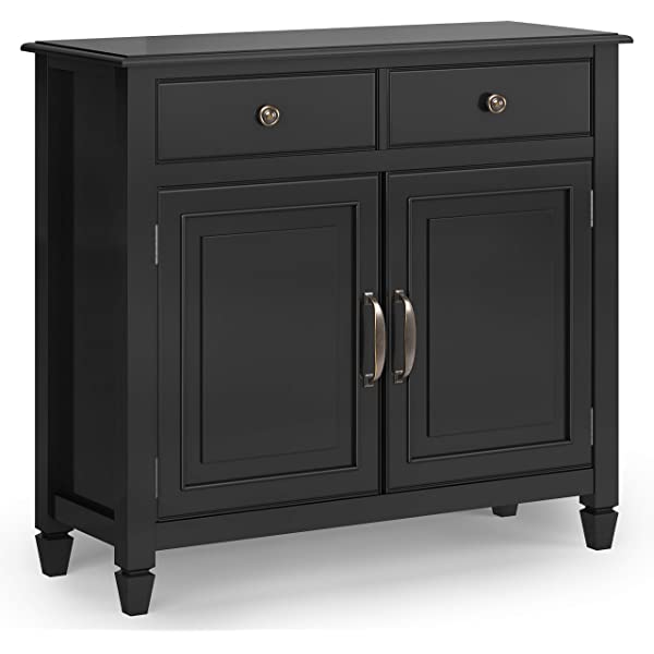 SIMPLIHOME Connaught SOLID WOOD 40 inch Wide Transitional Entryway Storage Cabinet in Dark Chestnut Brown, with 2 Drawers, 2 Doors, Adjustable Shelves