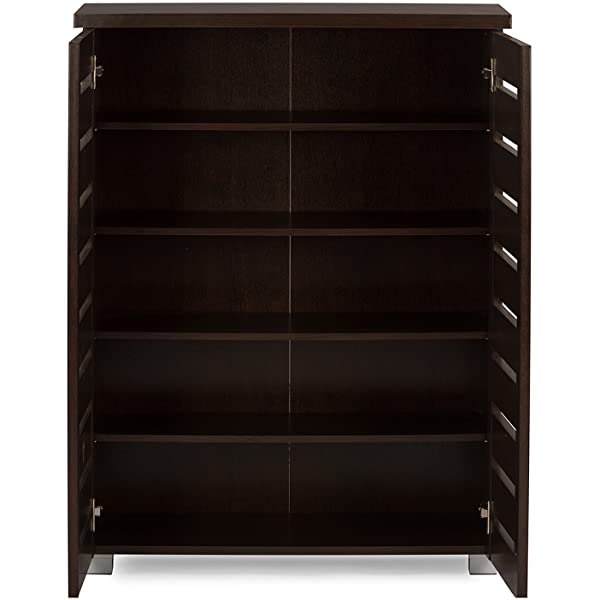Wholesale Interiors Baxton Studio Adalwin Modern and Contemporary 3-Door Dark Brown Wooden Entryway Shoes Storage Cabinet