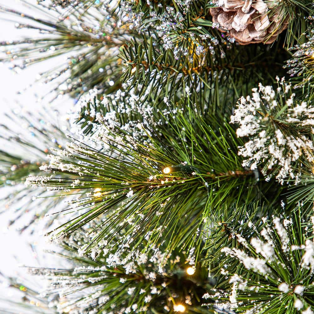 12 ft. Pre-Lit LED Sparkling Amelia Frosted Pine Artificial Christmas Tree