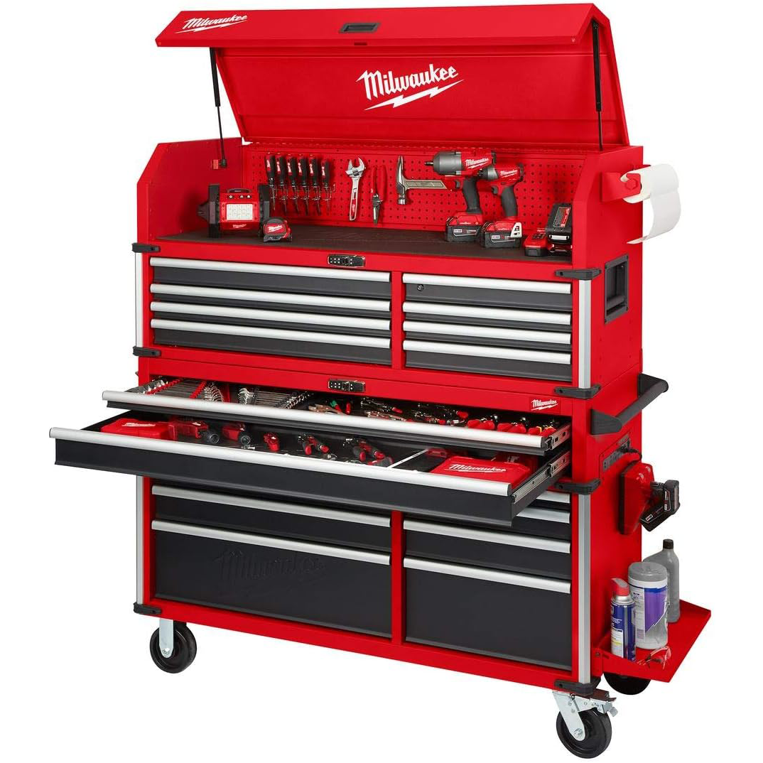 Milwaukee 56" Premium 18-Drawer Tool Box Chest and Cabinet Combo with Electronic Keypad Lock