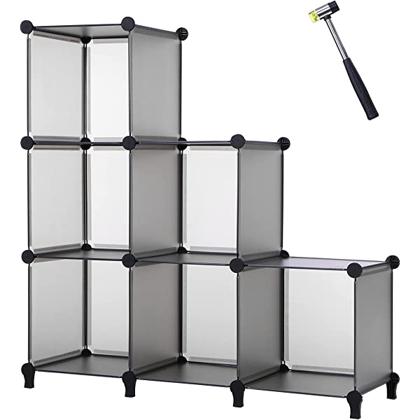 ANWBROAD Cube Storage Organizer 6-Cube Closet Organizers and Storage DIY Modular Plastic Closet Cabinet Book Shelf Cubes Organizer Storage Shelving for Home Bedroom Office Living Room Black ULCS006B 6 Cubes (36.8x12.4x38 Inches) Black
