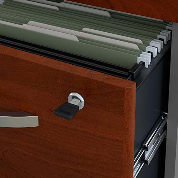 Bush Business Furniture Series C 72W Bow Front L Shaped Desk with 48W Return and Mobile File Cabinet in Hansen Cherry