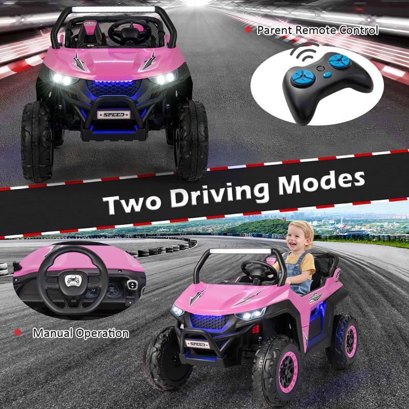 12V 2 Seater Kids Ride On Utv Car Battery Powered Rc Electric Vehicle With Lights Amp Music
