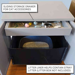 The Refined Feline Wood Cat Litter Box Enclosure Cabinet, Cottage Style
