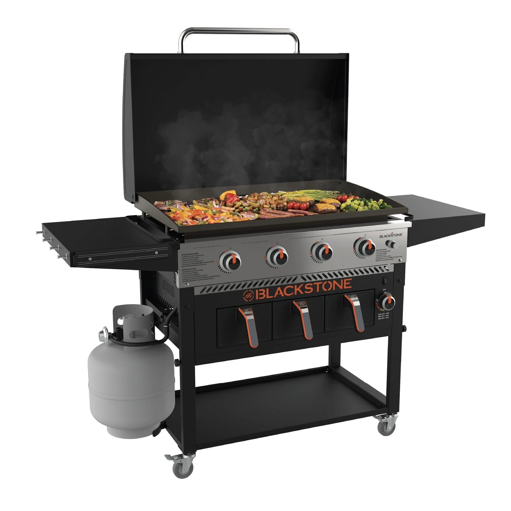 Blackstone 4-Burner 36" Propane Outdoor Griddle with Air Fryer + Hood + FREE Full BBQ Set – All in One Deal!