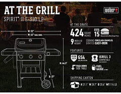 Weber 45010001 Spirit II E-310 3-Burner Liquid Propane Grill, Black