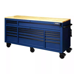 72 IN. 18-DRAWER MOBILE WORKBENCH WITH ADJUSTABLE-HEIGHT SOLID WOOD TOP IN MATTE