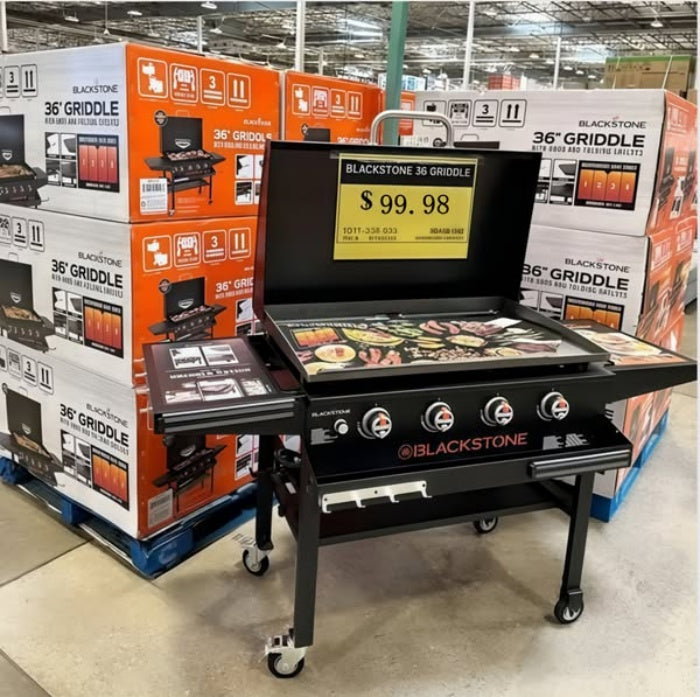 Blackstone 4-Burner 36" Propane Outdoor Griddle with Air Fryer + Hood + FREE Full BBQ Set – All in One Deal!