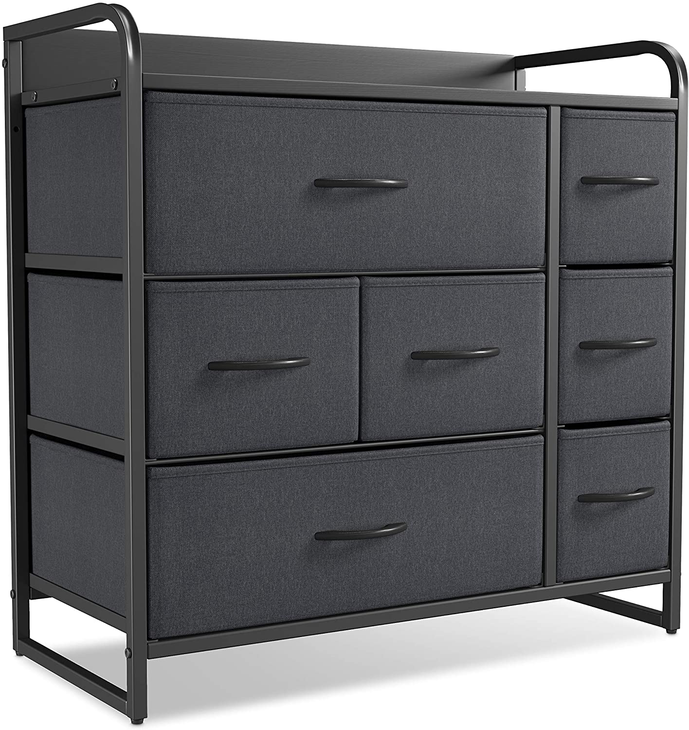 CubiCubi Dresser Organizer with 7 Drawer, Furniture Storage Tower Unit for Bedroom Hallway Entryway Closets, Dresser Clothes Storage with Sturdy Steel Frame Wood Top, Chocolate