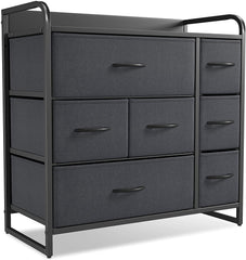 CubiCubi Dresser Organizer with 7 Drawer, Furniture Storage Tower Unit for Bedroom Hallway Entryway Closets, Dresser Clothes Storage with Sturdy Steel Frame Wood Top, Chocolate