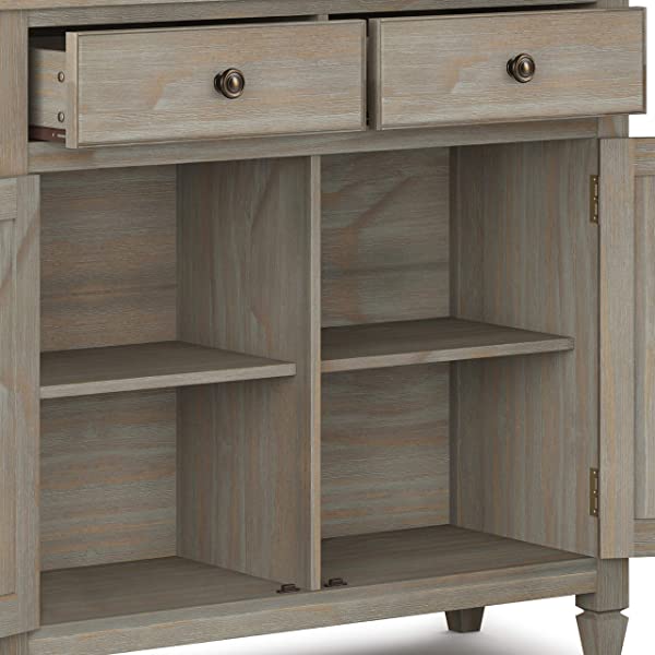 SIMPLIHOME Connaught SOLID WOOD 40 inch Wide Transitional Entryway Storage Cabinet in Dark Chestnut Brown, with 2 Drawers, 2 Doors, Adjustable Shelves