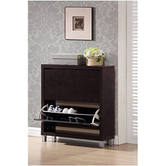 Baxton Studio Simms Modern Shoe Cabinet, Dark Brown