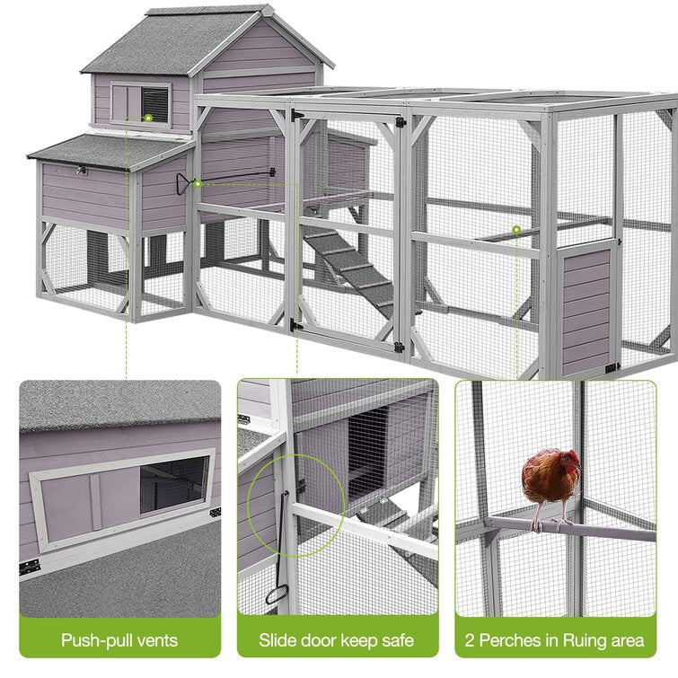 Anyi 59 Square Feet Chicken Coop with Chicken Run''