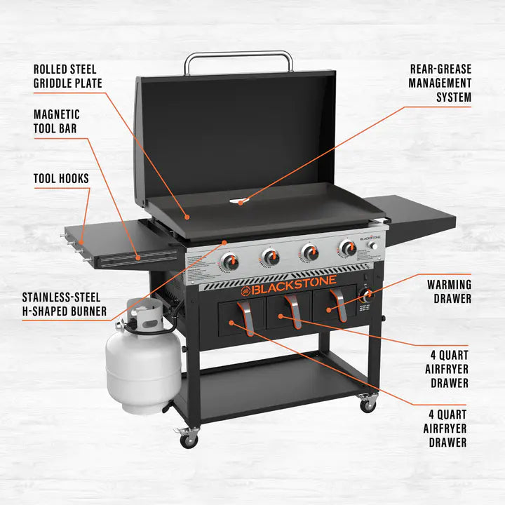 Blackstone 4 Burner and Air Fryer Combo - 36"