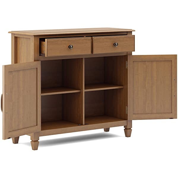 SIMPLIHOME Connaught SOLID WOOD 40 inch Wide Transitional Entryway Storage Cabinet in Dark Chestnut Brown, with 2 Drawers, 2 Doors, Adjustable Shelves