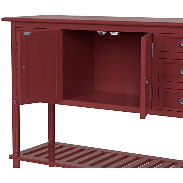 45" Narrow Console Table with 6 Drawers,1 Cabinet & 1 Shelf Accent Entry Table Sofa Table w/Storage for Entryway,Hallway,Living Room,Dining Room,Bedroom,Behind Couch,Foyer Buffet Table Sideboard Red