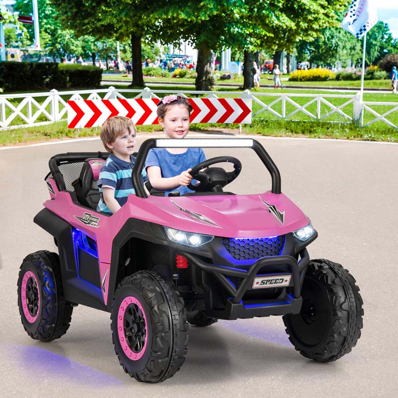 12V 2 Seater Kids Ride On Utv Car Battery Powered Rc Electric Vehicle With Lights Amp Music