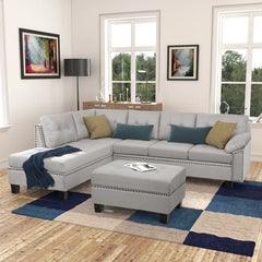 105.1'' Wide Genuine Leather Left Hand Facing Sofa & Chaise Sectional with Ottoman