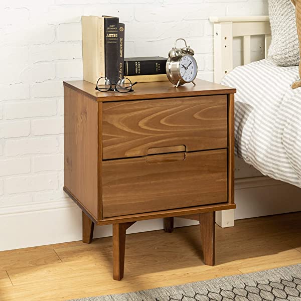 Walker Edison Mid Century Modern Grooved Handle Wood Dresser Bedroom Storage Drawer Organizer Closet Hallway, 6 Drawer, Caramel Caramel 1 pack 6 Drawer