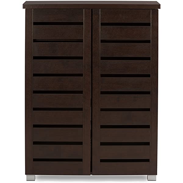 Wholesale Interiors Baxton Studio Adalwin Modern and Contemporary 3-Door Dark Brown Wooden Entryway Shoes Storage Cabinet