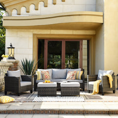 Dron Wicker/Rattan 5 - Person Seating Group with Cushions