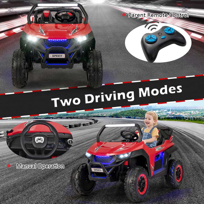 12V 2 Seater Kids Ride On Utv Car Battery Powered Rc Electric Vehicle With Lights Amp Music