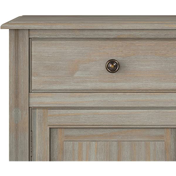 SIMPLIHOME Connaught SOLID WOOD 40 inch Wide Transitional Entryway Storage Cabinet in Dark Chestnut Brown, with 2 Drawers, 2 Doors, Adjustable Shelves